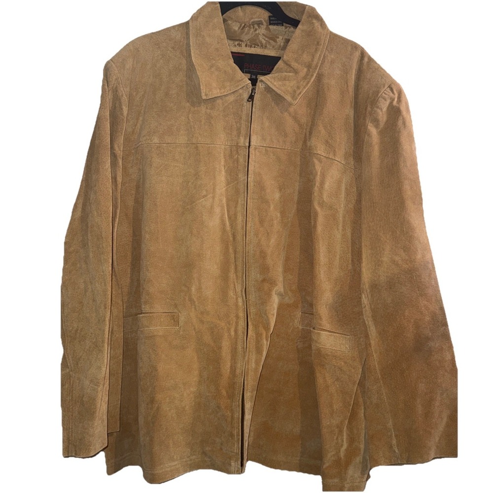 Phase Two Womens Camel Suede Leather Jacket Zip Front 3XL